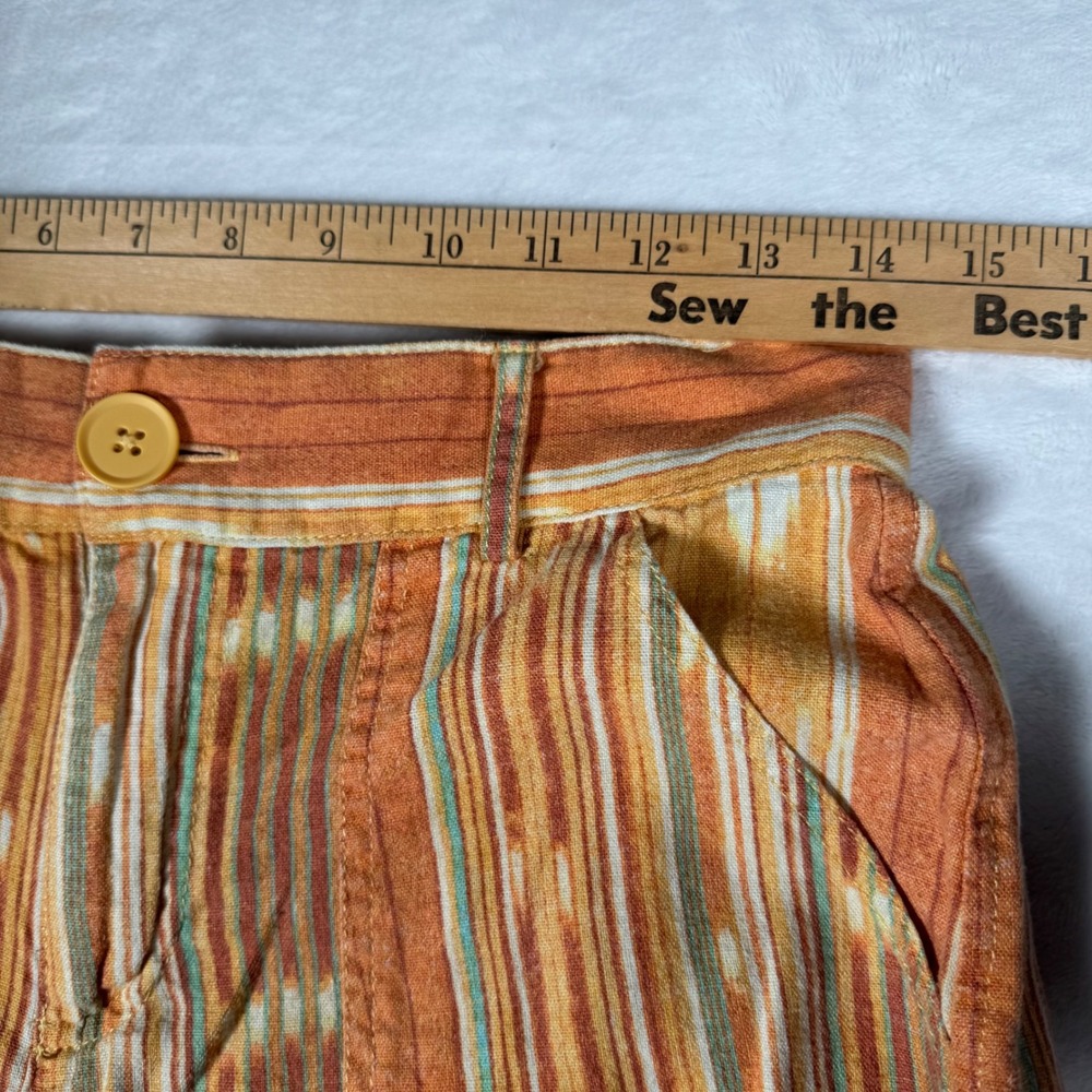 BDG Urban Outfitters Orange Ikat Stripe Wide Leg Carpenter Pants Linen Blend 2 - Picture 8 of 11